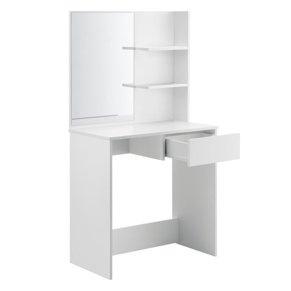 Toeletta Rustenburg 141x75x40 cm con specchio e cassetto Bianco en.casa