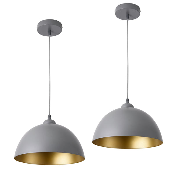 Set da 2 lampade a sospensione Toulon metallo grigio-oro lux.pro