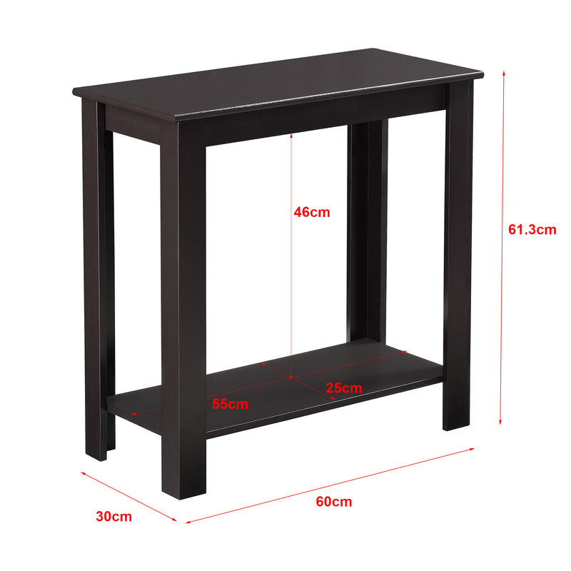 Schizzo in scala Tavolino Laterale Chur da Divano con Ripiano 61 x 60 x 30 cm - Color Caffè [en.casa]