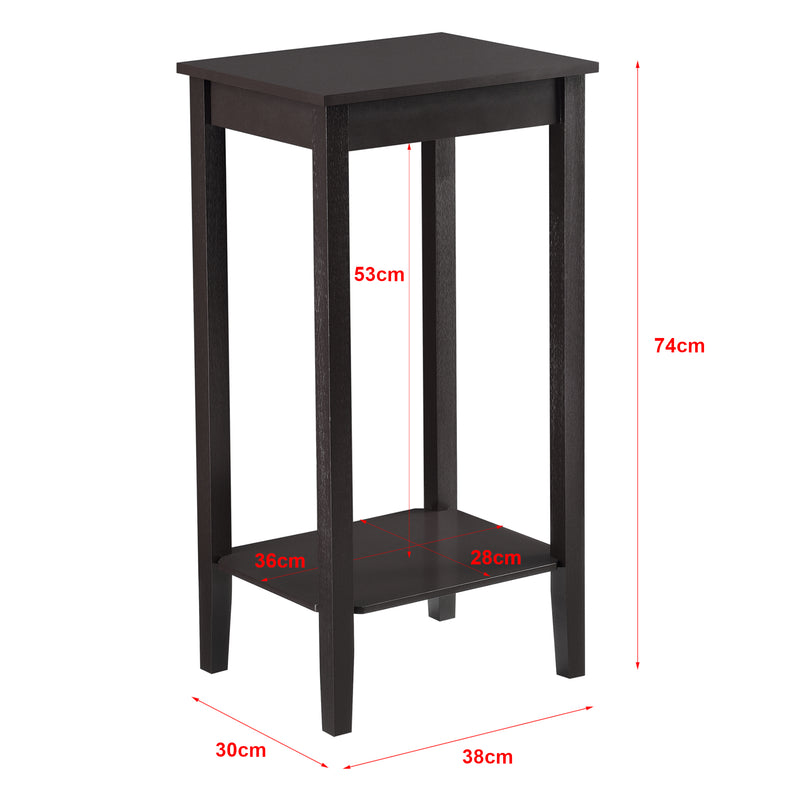 Schizzo in scala Tavolino da Divano 74 x 38 x 30 cm Tavolo da Salotto/Soggiorno/Cucina Tavolino in MDF con Ripiano Portaoggetti Portafiori - Color caffè