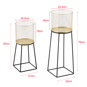 Supporto per vaso da fiori Meise 2 pz. Nero-Oro en.casa