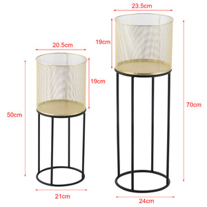 Supporto per vaso Manhay 2 pz. Nero-Oro en.casa