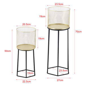 Supporto per vaso Merelbeke 2 pz. Nero-Oro en.casa