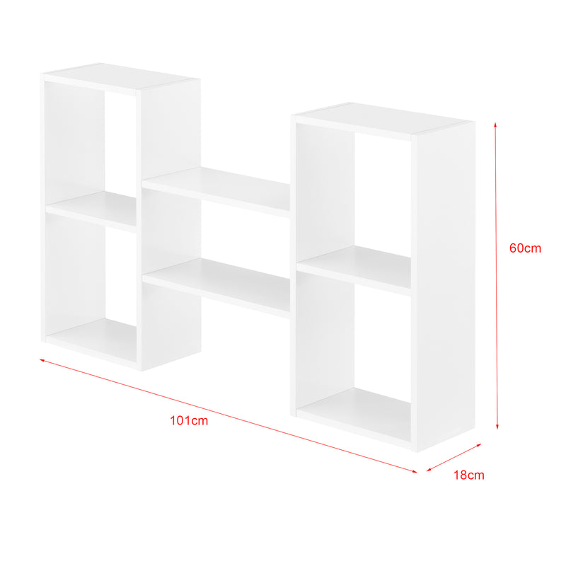 Schizzo in scala Mensola a Parete Lillesand con 5 Vani Ripiani Portaoggetti 101 x 18 x 60 cm - Bianco Opaco [en.casa]

