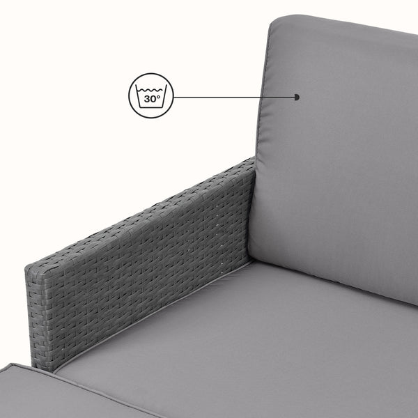 Set Mobili da Giardino Murcia in Polyrattan Tavolino Divano Pouf con Cuscini - Grigio [en.casa]