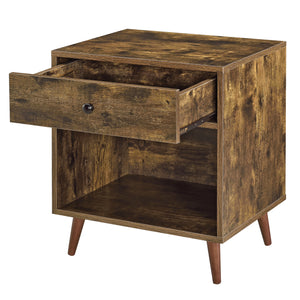 Tavolino Ronneby 58x50x40cm con cassetto Tonalità di legno scuro en.casa