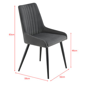 Sedia da pranzo Alford Set da 2 sedie 83x52x59cm effetto velluto grigio scuro en.casa