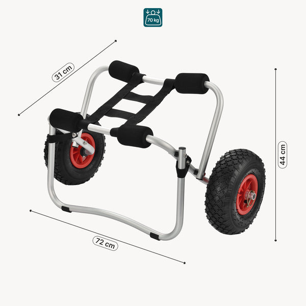 Carrello Pieghevole in Alluminio per Trasporto Kayak Canoa in.tec