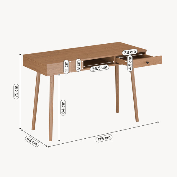 Scrivania Habo con Cassetto e Scomparto Aperto 75 x 115 x 48 cm - Effetto Noce [en.casa]