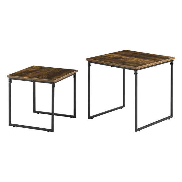 Set di 2 Tavolini Sovrapponibili Töreboda a Forma di Cubo - Color Legno Scuro/Nero [en.casa]
