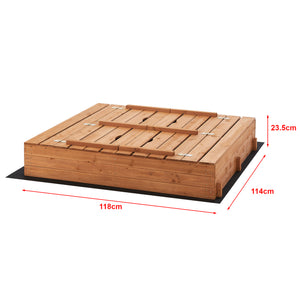 Sabbiera in Legno 'Campillos' con Panchine Integrate e Telo Permeabile - Chiudibile [en.casa]