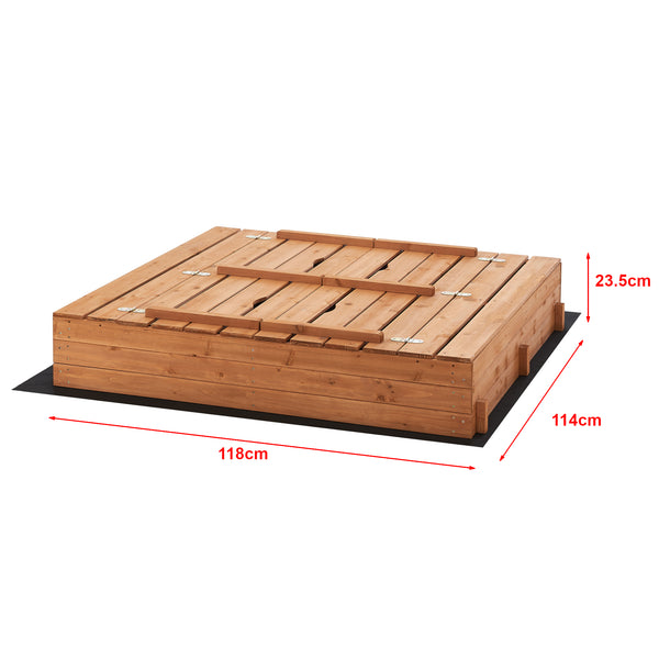 Sabbiera in Legno 'Campillos' con Panchine Integrate e Telo Permeabile - Chiudibile [en.casa]