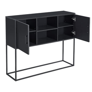 Sideboard Motala con ripiano e ante armadio Nero [en.casa]