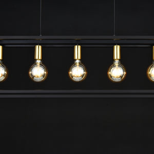 Lampada a sospensione Rouen 5 x E27 Nero / Colore ottone lux.pro