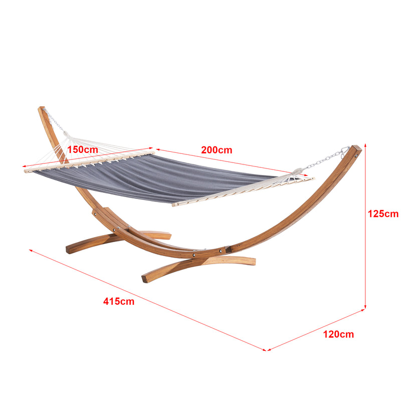 Schizzo in scala Amaca con Base di Supporto in Legno 'Langadia' - Tela Regolabile in Altezza - Grigio Scuro