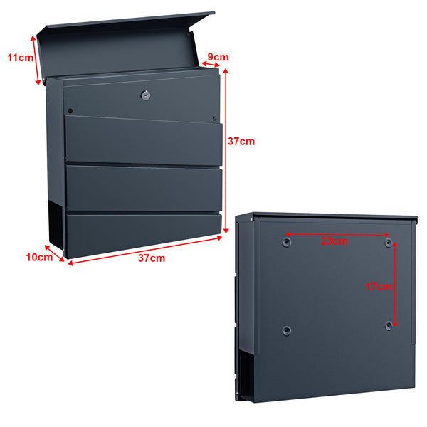 Cassetta postale Achtrup 37x37x11cm Acciaio Antracite [en.casa]