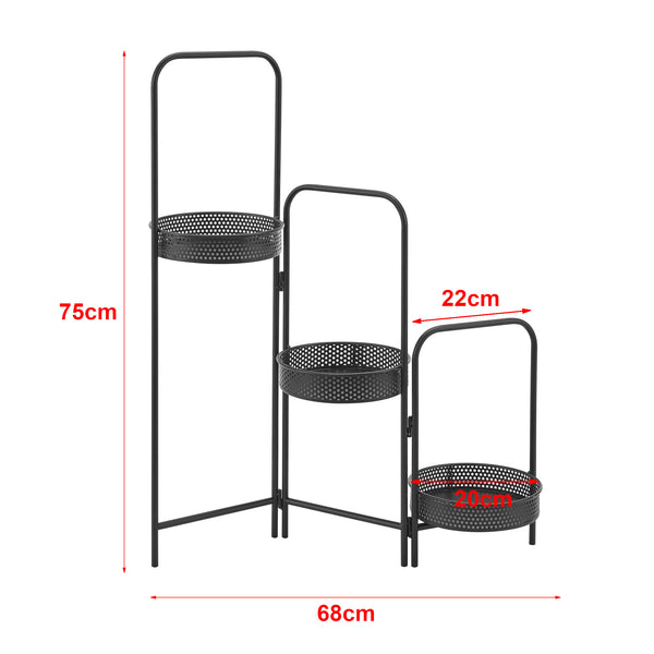 Portapiante 'Vrasene' con 3 Sottovasi - Costruzione Pieghevole [en.casa]
