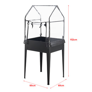 Aiola rialzata con serra Katwijk 60x60x152cm Acciaio Antracite [en.casa]