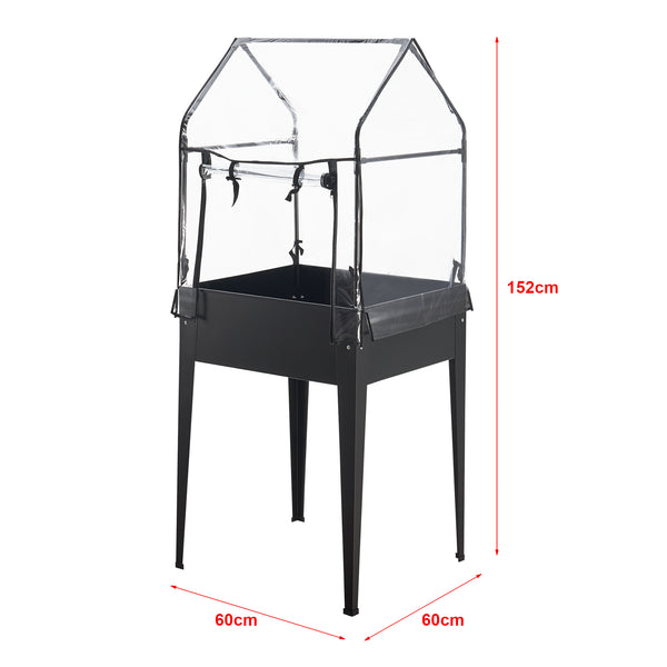 Aiola rialzata con serra Katwijk 60x60x152cm Acciaio Antracite [en.casa]