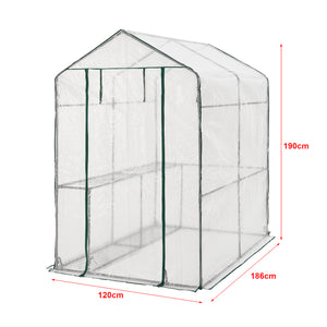 Serra Oosterhout con ripiani 120x186x190cm Trasparente [en.casa]