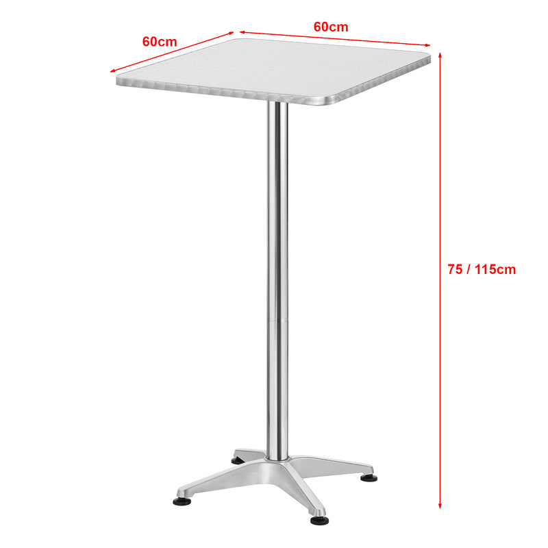Schizzo in scala Tavolo Alto da Bar Järpen con Piano Ribaltabile e Altezza Regolabile 75/115 cm - Colore Argento [en.casa]