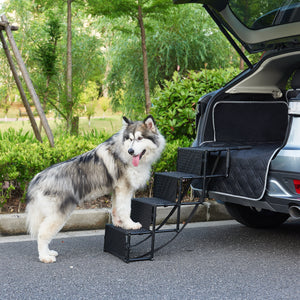 Scala per cani Colchester a 4 gradini fino a 55 kg Metallo/Poliestere [en.casa]