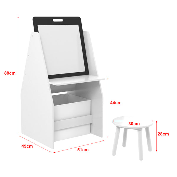 Tavolo per bambini con lavagna Ferrol 88x51x49 cm Bianco [en.casa]