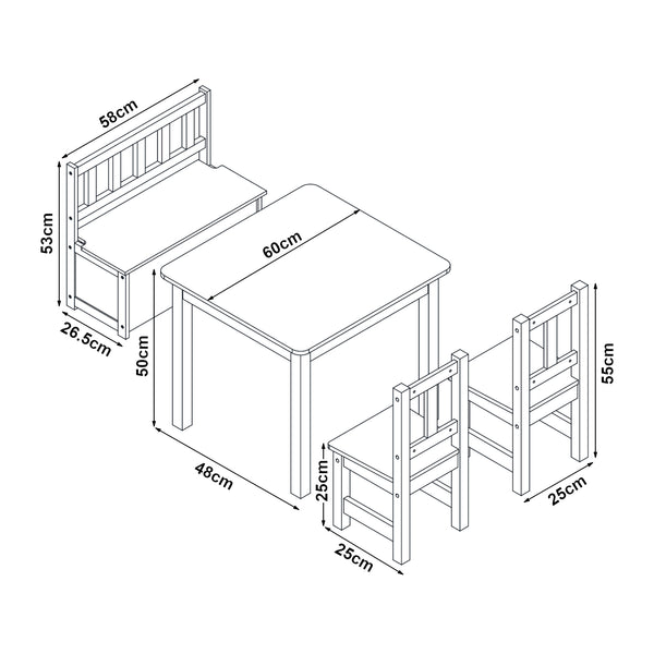 Set da tavola per bambini Lousame Legno di pino Naturale / Bianco [en.casa]