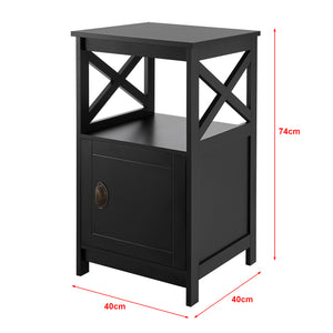 Tavolino 'Utajärvi' da Divano (AxLxP) 74 x 40 x 40 cm Comodino con Anta - Nero [en.casa]