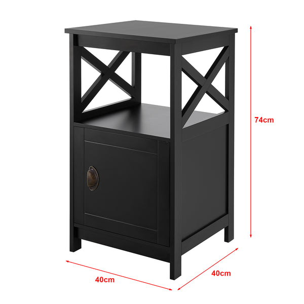 Tavolino 'Utajärvi' da Divano (AxLxP) 74 x 40 x 40 cm Comodino con Anta - Nero [en.casa]