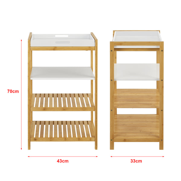 Libreria da terra in bambù Kiuruvesi con ripiano vassoio [en.casa]