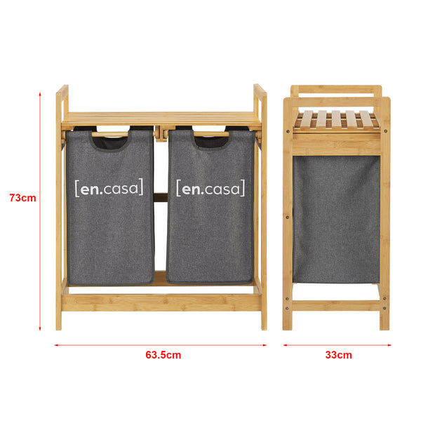 Scaffale in bambù Kärkölä con cesti per la biancheria [en.casa]