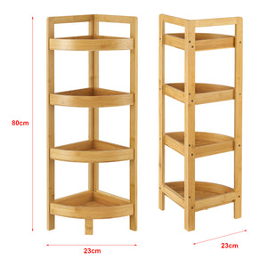 Mensola da bagno in bambù Lestijärvi Angolare con 4 ripiani 80x23x23cm [en.casa]