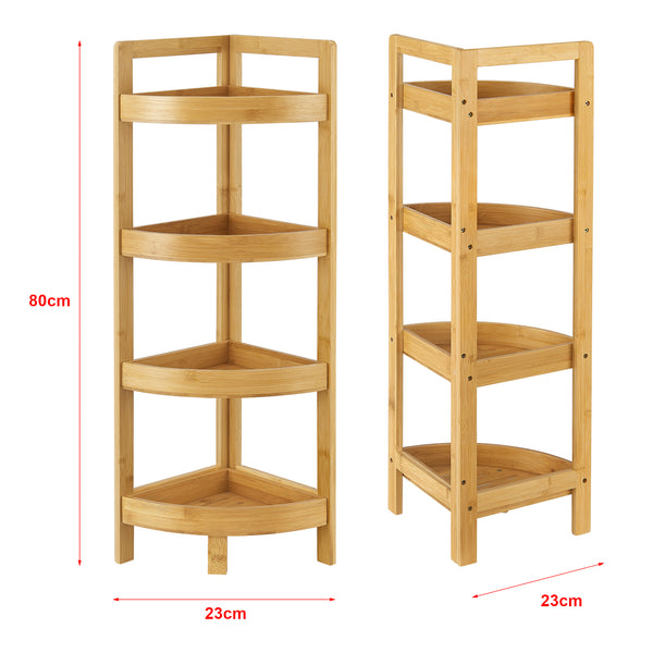 Mensola da bagno in bambù Lestijärvi Angolare con 4 ripiani 80x23x23cm [en.casa]