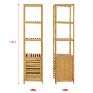 Scaffale in bambù Liminka Scaffale da bagno con anta 140x34x33cm [en.casa]