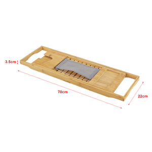 Mensola Allungabile per Vasca da Bagno 'Orivesi' Vassoio in Bambù con Porta Tablet, Porta Cellulare, Porta Calice [en.casa] 