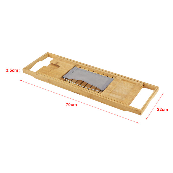 Mensola Allungabile per Vasca da Bagno 'Orivesi' Vassoio in Bambù con Porta Tablet, Porta Cellulare, Porta Calice [en.casa] 