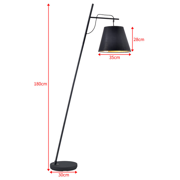Lampada da Terra 'Nottingham' Piantana Pendente in Metallo con Paralume in Tessuto - Nero [lux.pro]