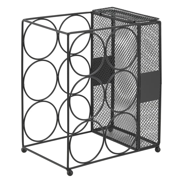 Portabottiglie Drangedal per 6 bottiglie con contenitore a griglia [en.casa]