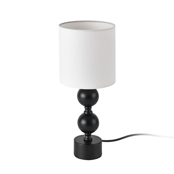 Lampada da Tavolo 'Wrexham' Base in Metallo Nero, Paralume / Abat-jour in Tessuto Bianco [lux.pro] 