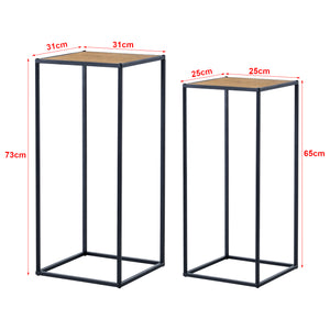 Set di 2 Tavoli da Consolle 'Gamleby' Struttura Sovrapponibile a Forma di Colonna - Color Legno/Nero [en.casa] 