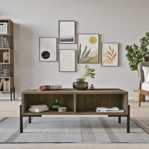 Tavolino Lemland con 3 scomparti portaoggetti 94 x 44,5 x 35,5 cm rovere grigio [en.casa]