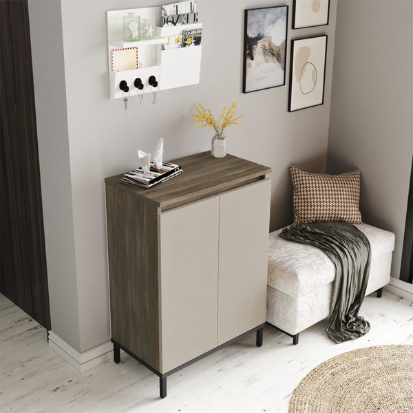 Scarpiera Lieksa con 3 ripiani 85,5x60x35,5 cm rovere grigio [en.casa]