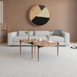 Tavolino Basso da Salotto 'Kristinestad' con Piani Rotondi in Altezze Diverse - Legno di Pino [en.casa]