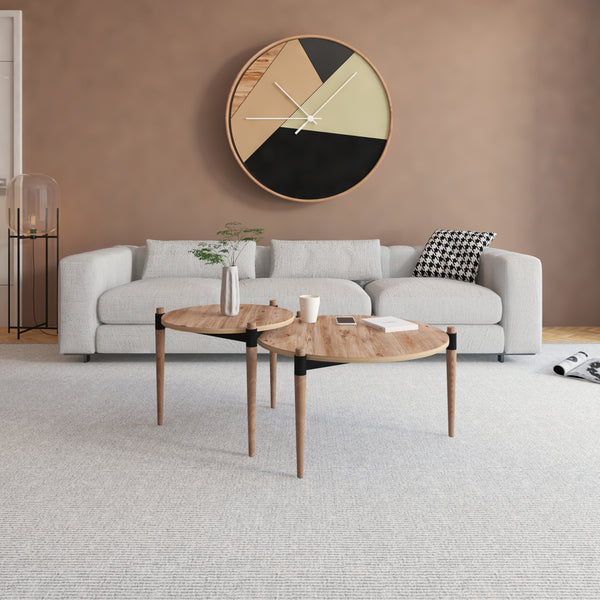 Tavolino Basso da Salotto 'Kristinestad' con Piani Rotondi in Altezze Diverse - Legno di Pino [en.casa]