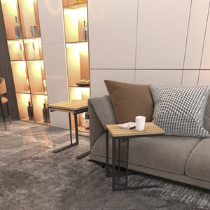 Tavolino da salotto Jakobstad set da 3 pezzi nero/effetto legno [en.casa]