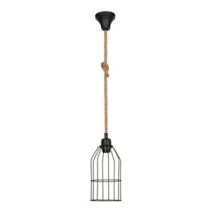 Lampada a Sospensione 'Ashford' a Corda Iuta con Nodo e Paralume a Gabbia [lux.pro]