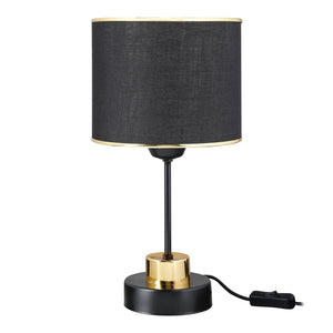 Lampada da tavolo Gravesend E27 Metallo Tessuto Nero / Colore ottone [lux.pro]