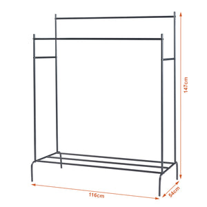 Appendiabiti Bramming con due aste appendiabiti 147 x 116 x 54 cm Nero [en.casa]