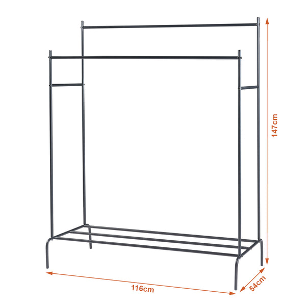 Appendiabiti Bramming con due aste appendiabiti 147 x 116 x 54 cm Nero [en.casa]